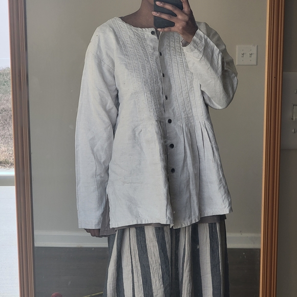 Smith & Hawken Tops - Smith & Hawken Cream Linen Button Tunic Top